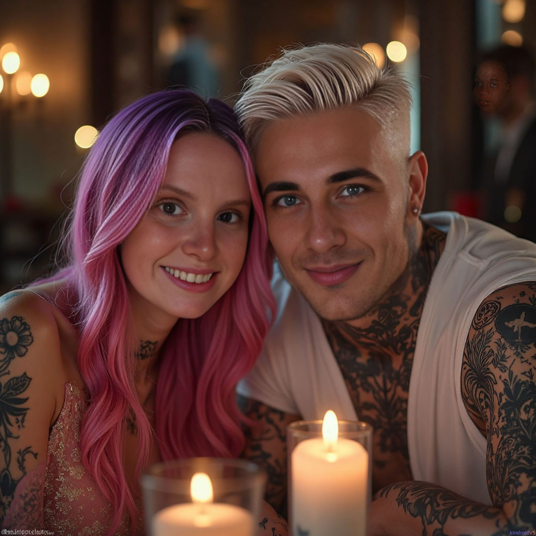 Evan and Megan, candlelit